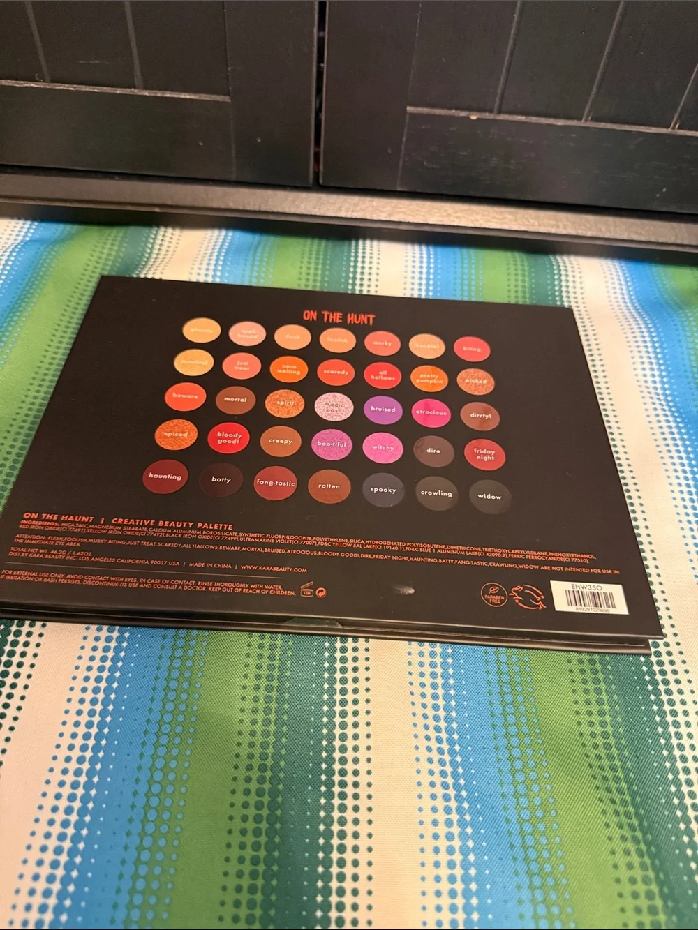 Kara Beauty Black Eyeshadow Palette – Coral Logo Accent